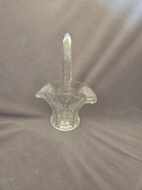 Etched Glass Basket with Twisted Handle - Clear